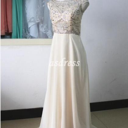 Boat Neck Crystal Homecoming Prom Dresses,..
