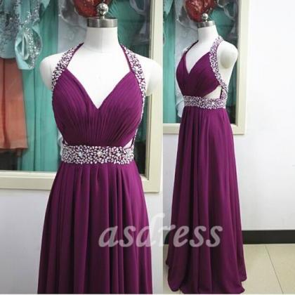 Grape Purple Bridesmaid Dresses Homecoming Halter..