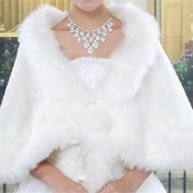 Bride Shawl Ivory Faux Fur Wedding Dress Bolero..