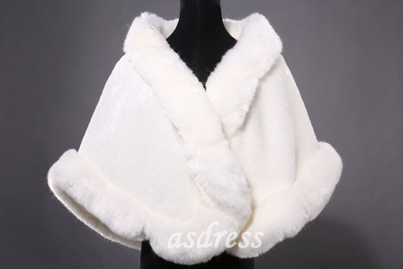 white fur shoulder wrap