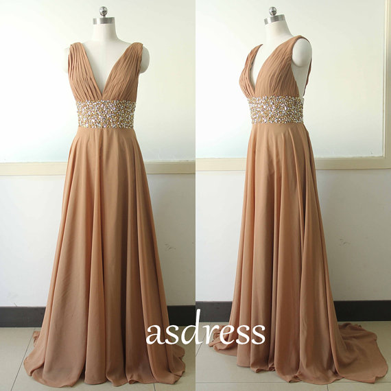 Brown Cocktail Dress Wedding Guest Dress Sequins Evening Dress