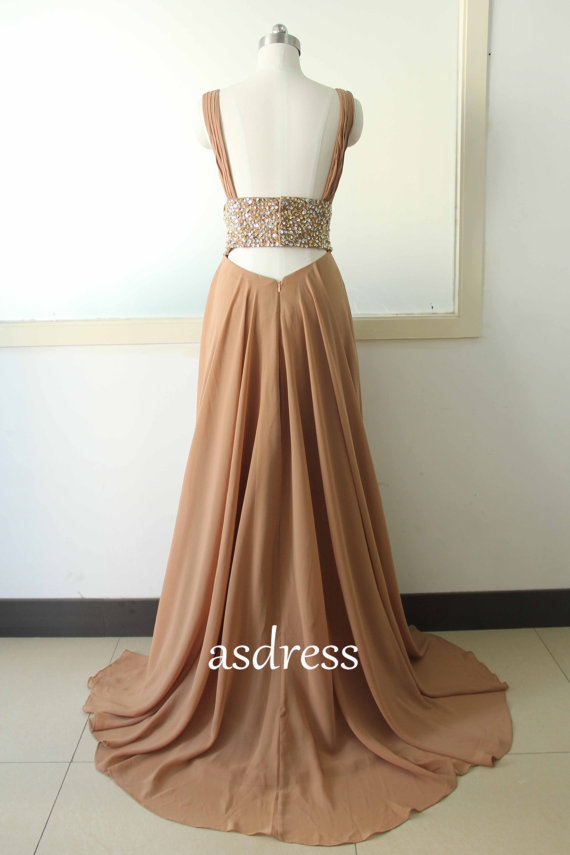 Brown Cocktail Dress Wedding Guest Dress Sequins Evening Dress Sexy